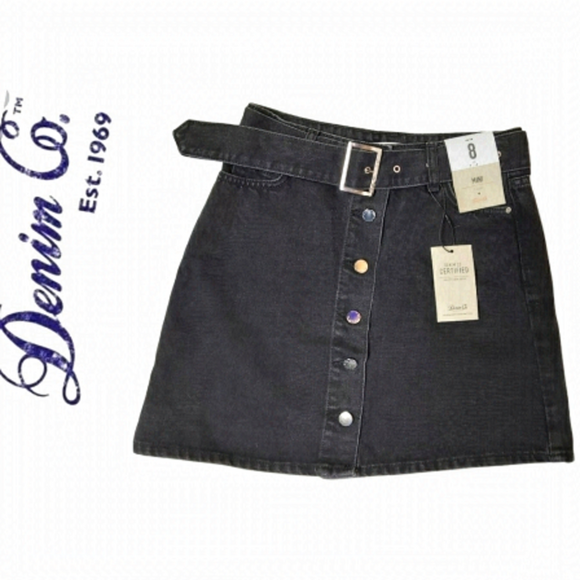 Denim&Co Dresses & Skirts - 𝅺DENIM &‎ Co Denim Belted Mini Skirt